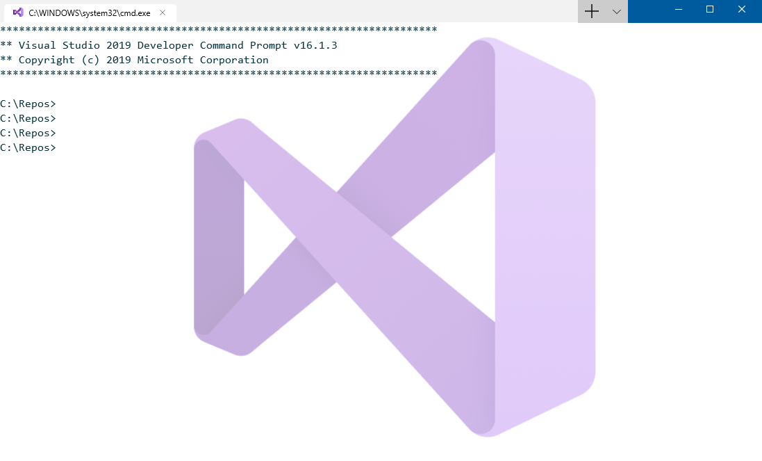 Screenshot of Developer Command prompt in Windows Terminal